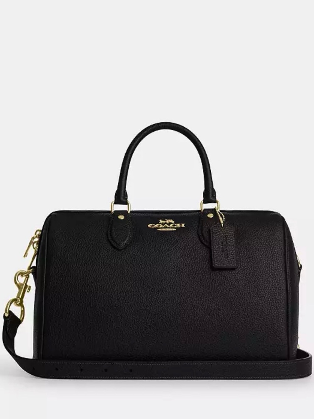 Coach Rowan Black Leather Satchel with Gold Hardware